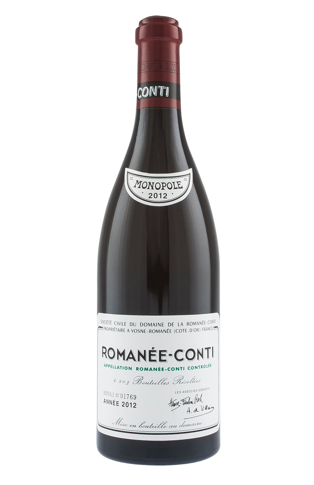 Bottle of Domaine de la Romanée-Conti Romanée-Conti Grand Cru 2012