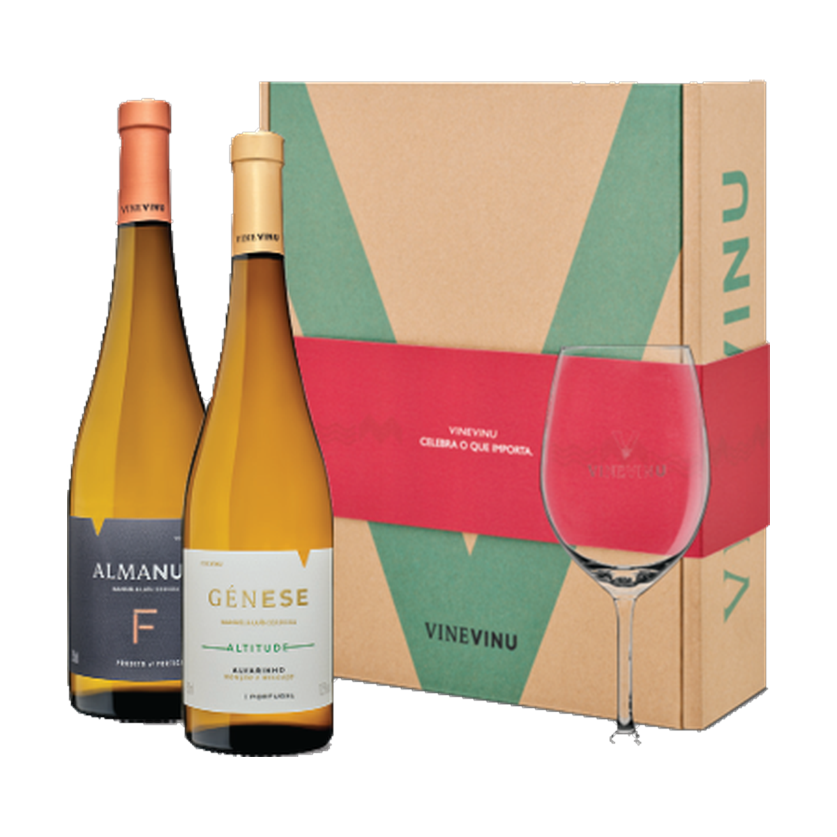 Conjunto Vinevinu 1 gf Almanua F + 1 gf Génese Alvarinho + 1 copo