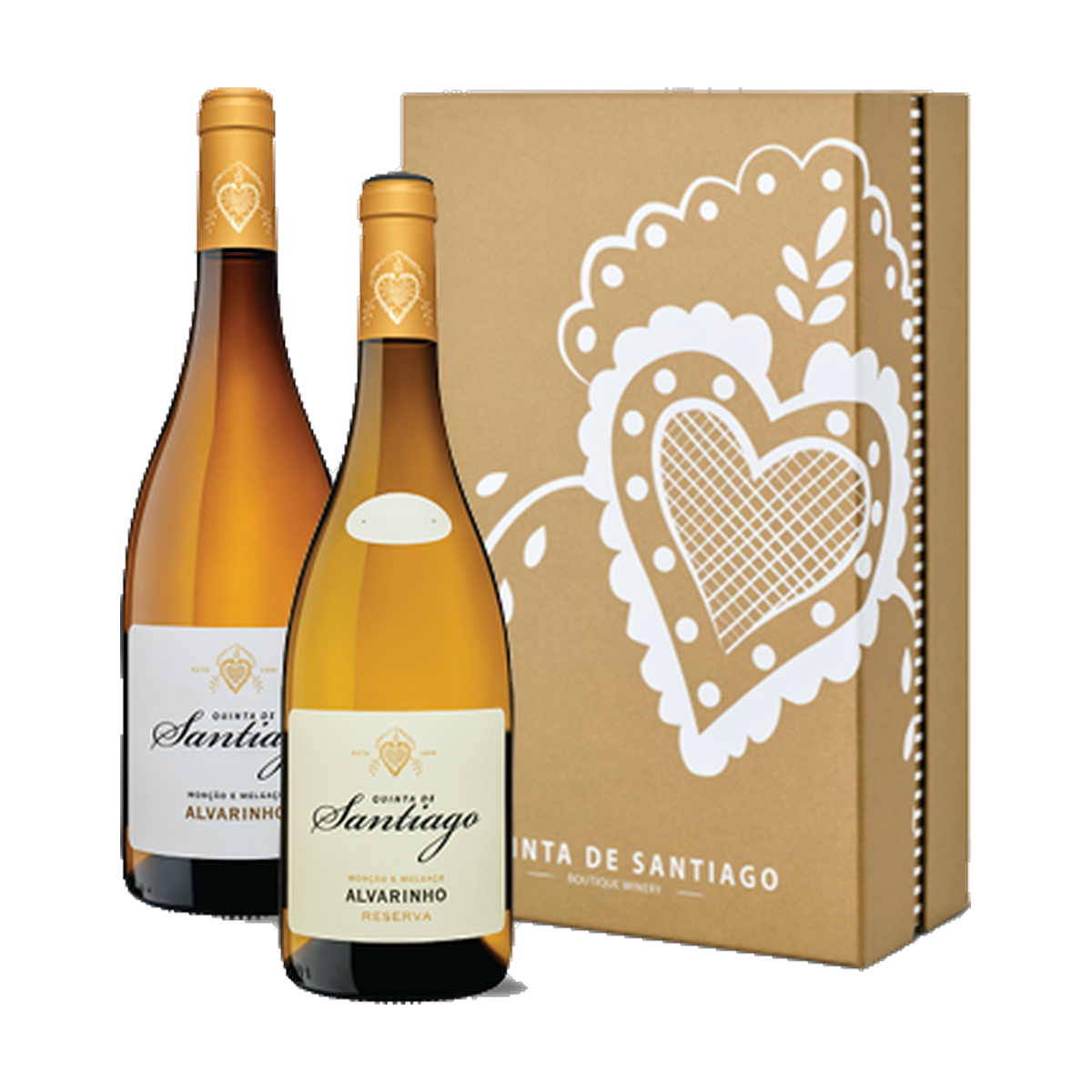 Quinta de Santiago Conjunto 2 gfs c/ Cxa cartão (1 gf Alvarinho 2025 + 1 gf Alvarinho Reserva 2025)