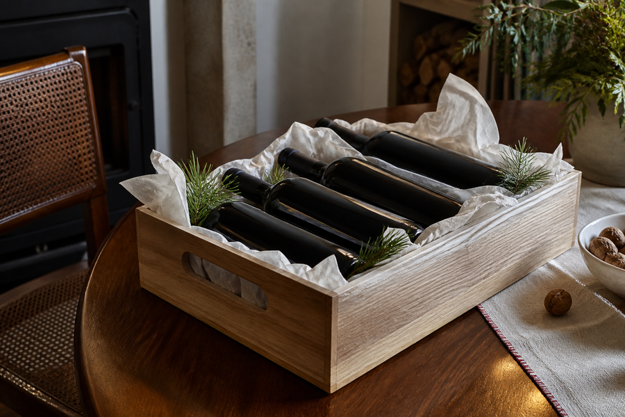 Estuche de vinos portugueses listo para regalar, desde Moledo do Minho