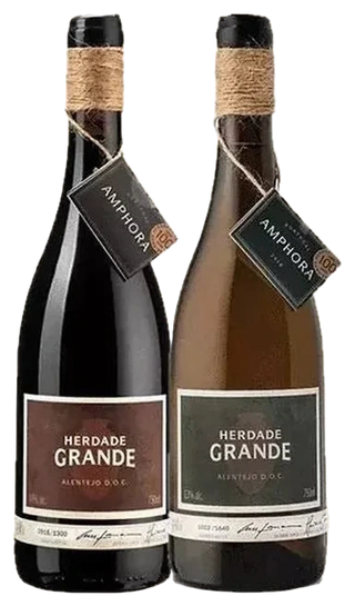 Pack Natal Amphora Alentejo: Herdade Grande Amphora Red 2021 and Amphora White 2020, side by side