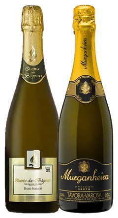 Pack Natal Borbulhas Portuguesas: Quinta das Bágeiras Espumante Bruto Branco and Murganheira Espumante Super Reserva Bruto 2021, side by side