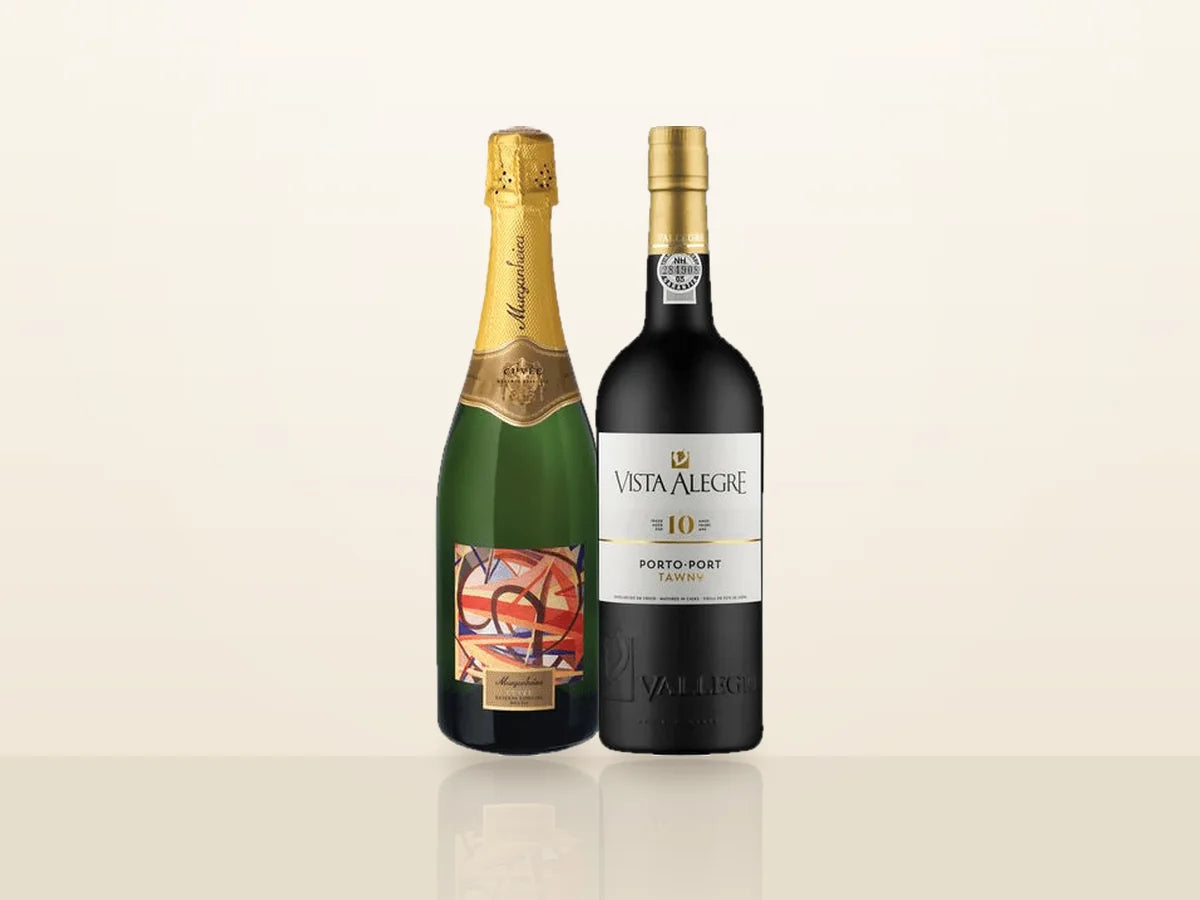 Pack Natal Brinde & Porto: Murganheira Cuvée Reserva Especial Bruto and Porto Vista Alegre 10 Anos, side by side