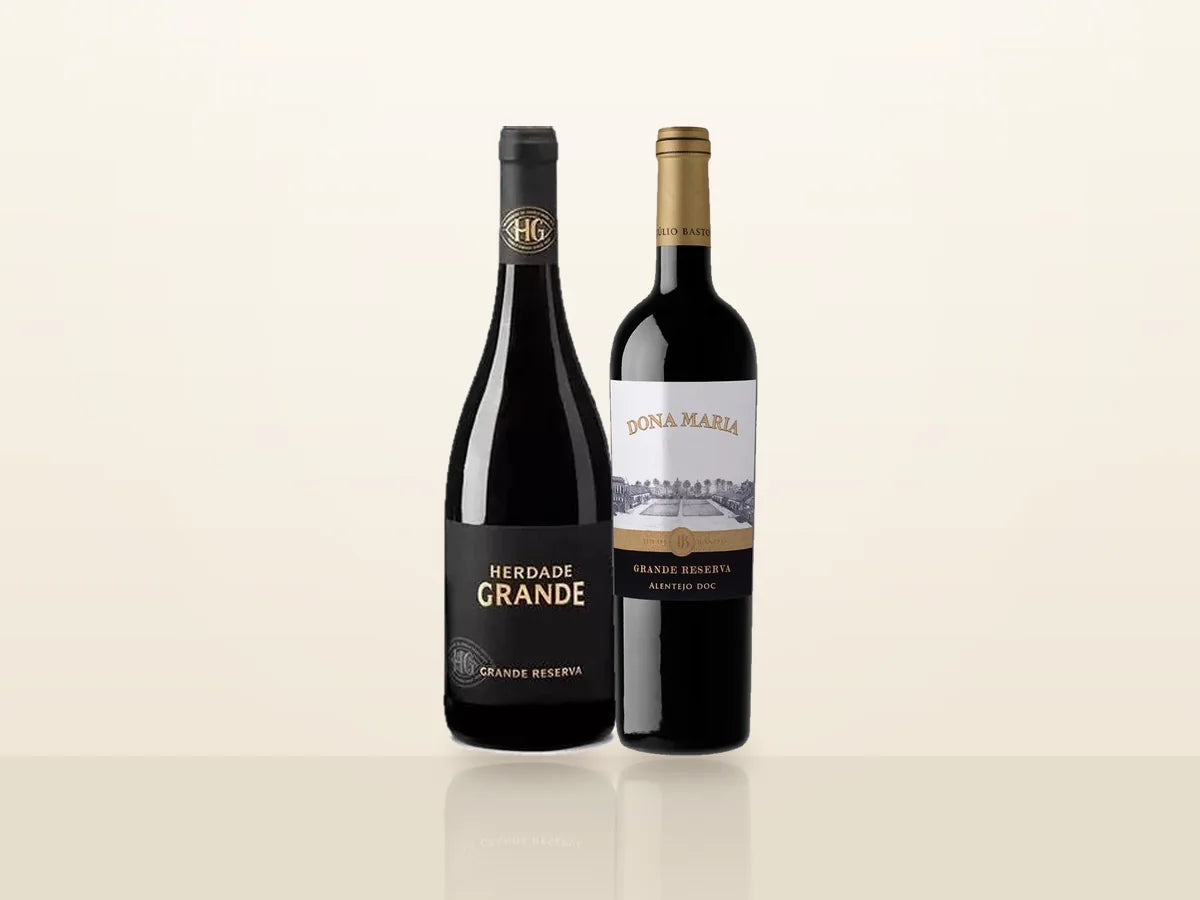 Pack Natal Grandes Reservas do Alentejo: Herdade Grande Grande Reserva Tinto e Dona Maria Grande Reserva, lado a lado